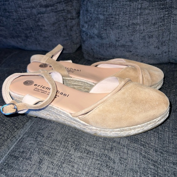 Eric Michael Emily Espadrille Sandals, Tan Suede, Women's 8.5 - Picture 1 of 4